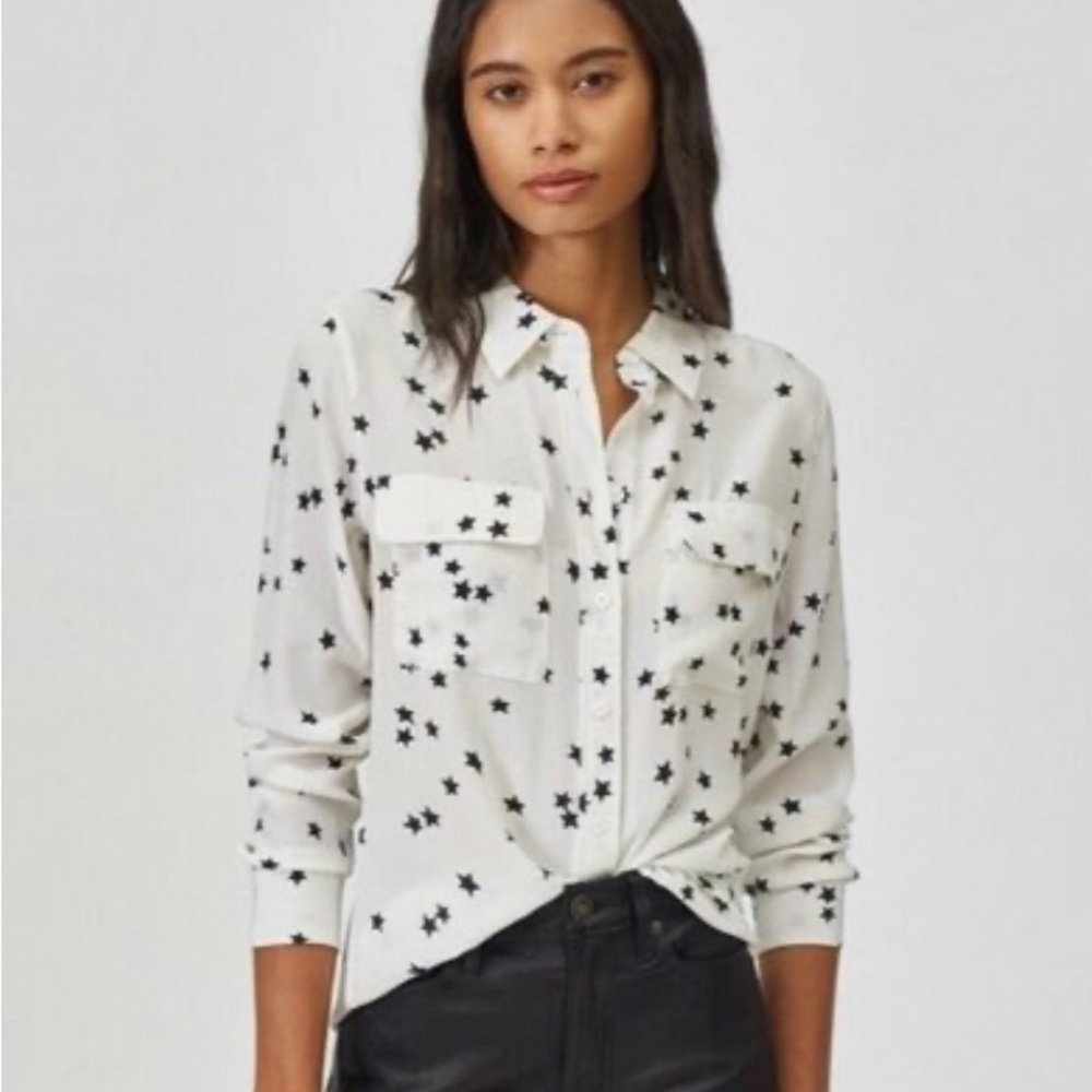 Equipment Slim Signature Star Print Bright Blouse